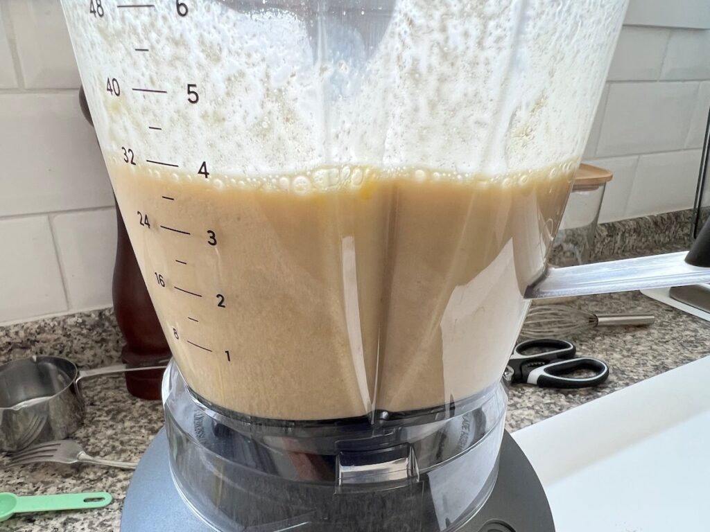 All ingredients for Cassava bread in a blender after blending.