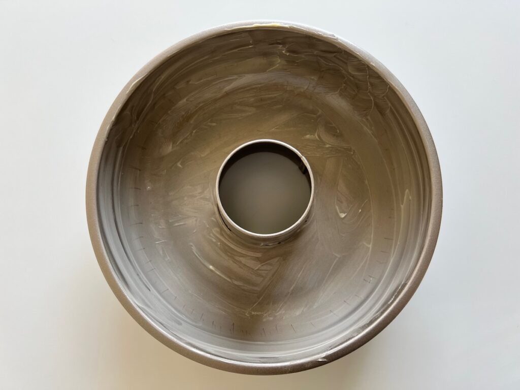 Buttered bundt pan or tube pan for Cake with Lime recipe.